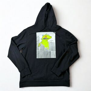Rugrats Reptar Hoodie Mens Large Black Nickelodeon Graphic Pullover Sweatshirt